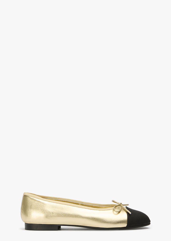 Robyn Gold Nappa/Black Grosgrain