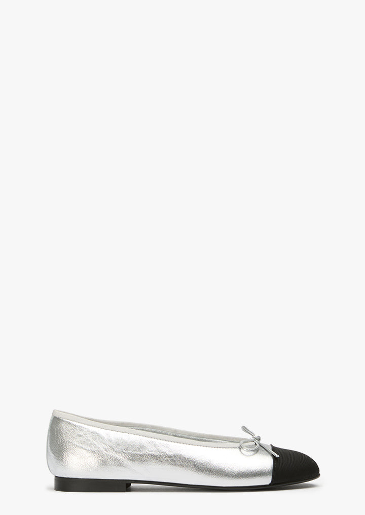 Robyn Silver Nappa/Black Grosgrain