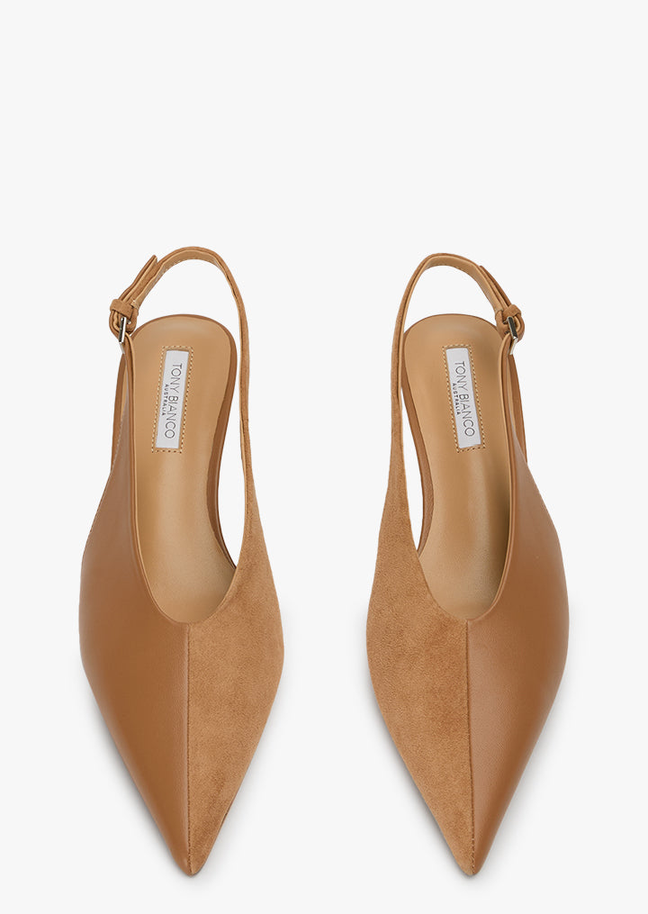 Calli Tan Nappa/Butterscotch Suede Heels