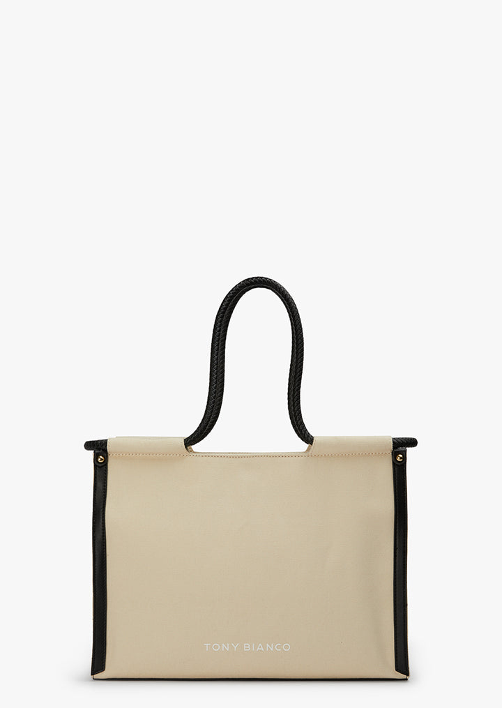 Filipa Coconut/Black Tote Bag