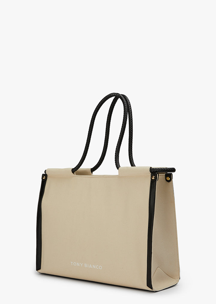 Filipa Coconut/Black Tote Bag