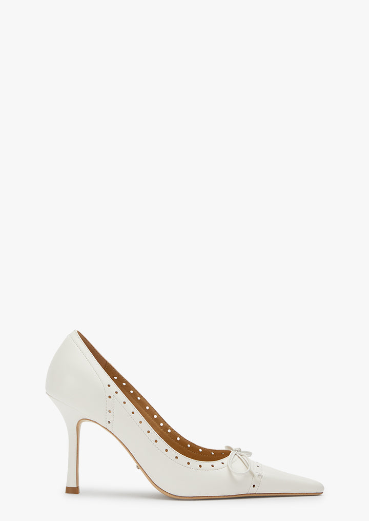 Halle White Nappa Heels