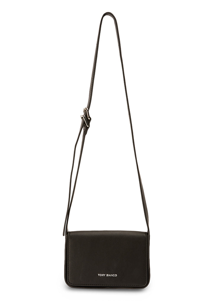 Janey Black Leather Shoulder Bag