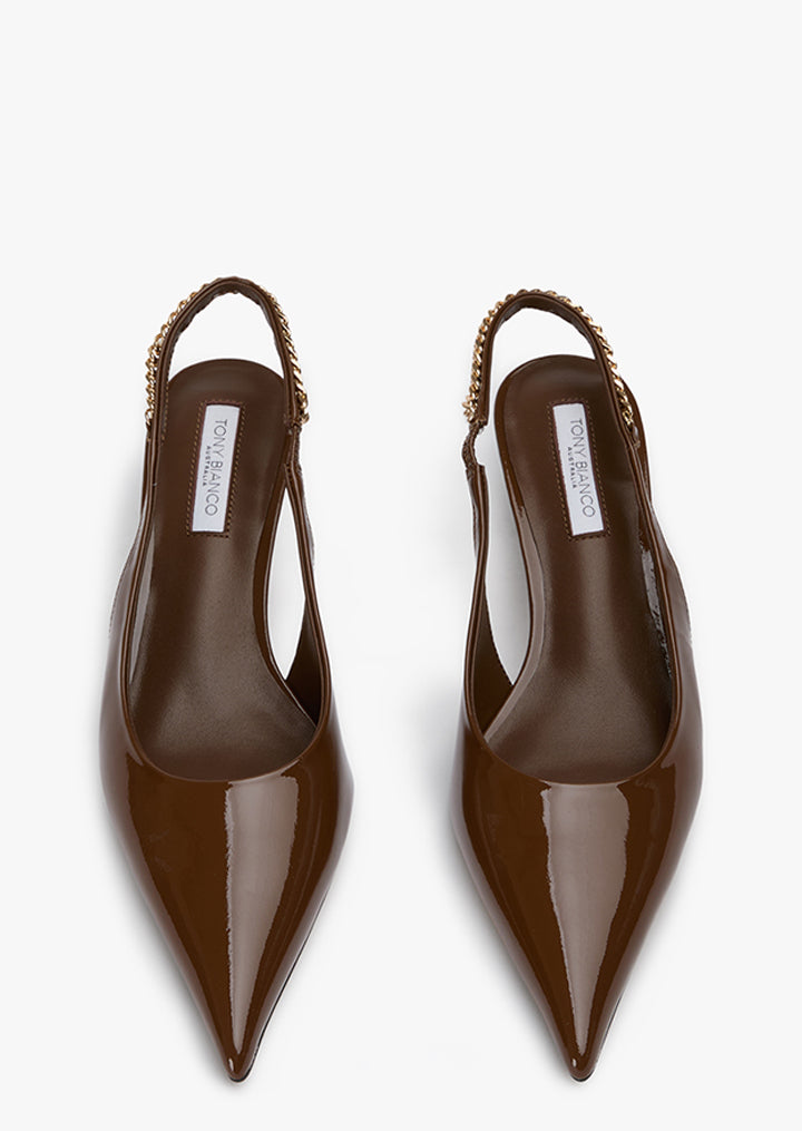 Kara Mocha Patent Heels