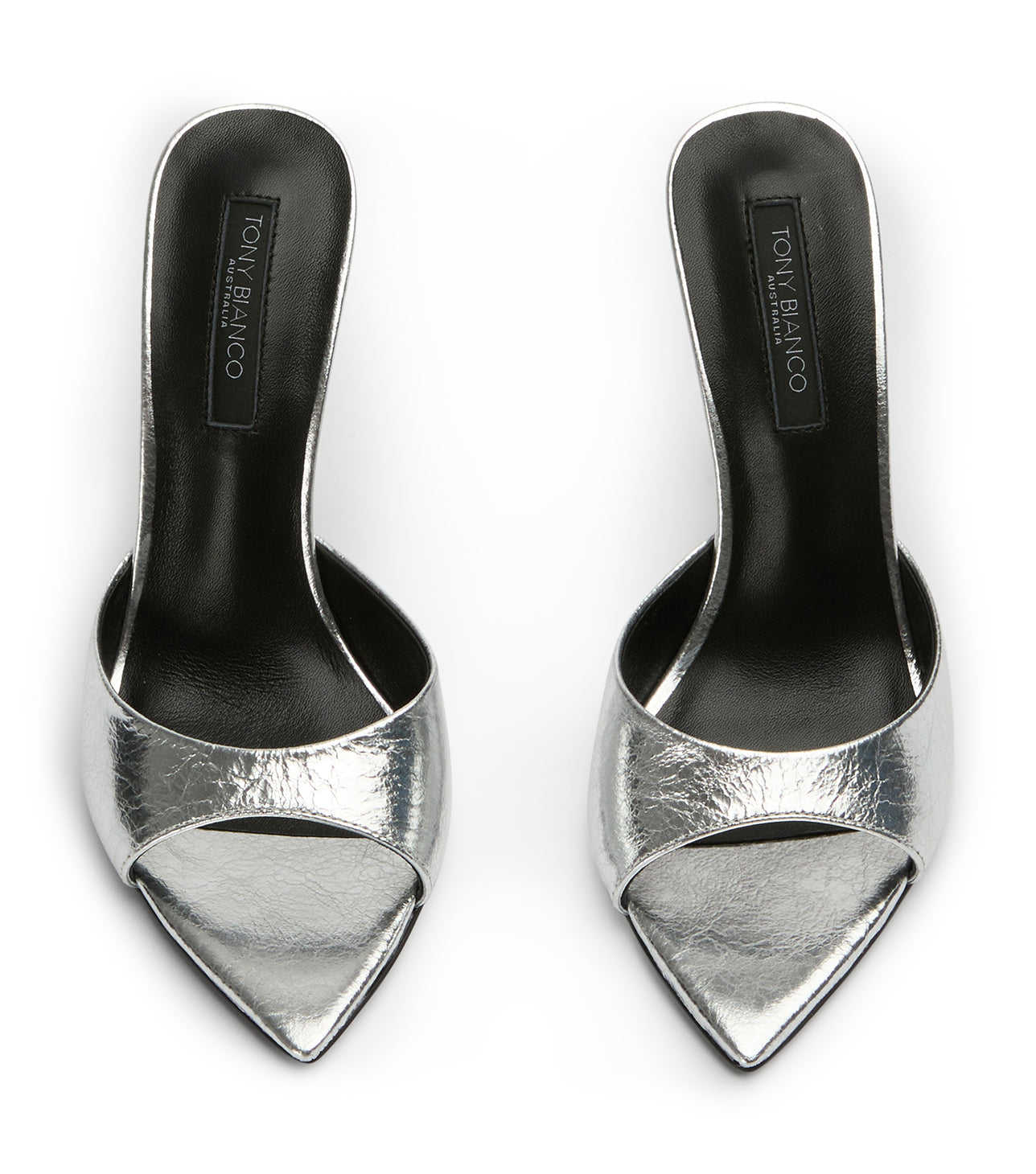 Malibu Silver Vintage Metal Heels Heels Tony Bianco USA