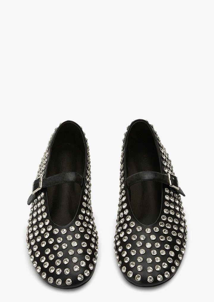 Mateo Black Nappa Flats