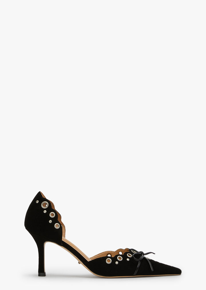 Safari Black Suede Heels