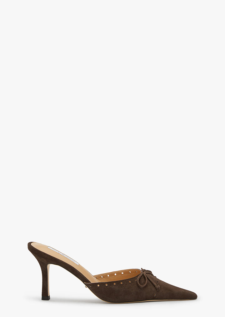 Scooter Espresso Suede Heels