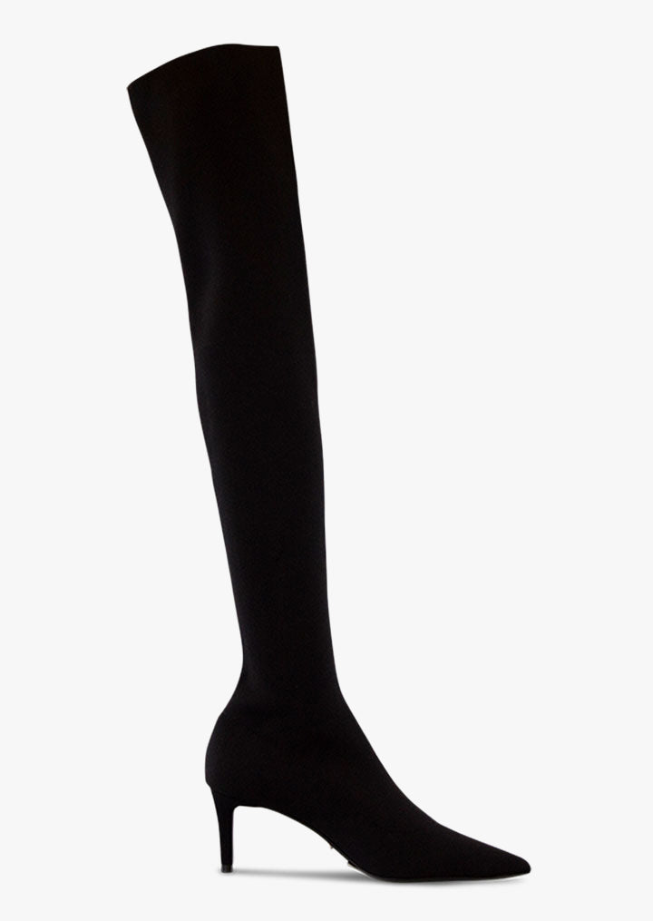 Gracie Black Sock Knit Long Boots